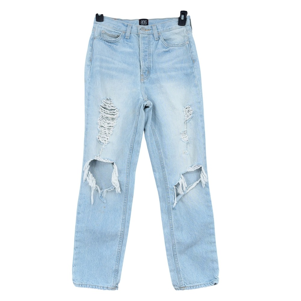 BDG Slim Straight Jeans Womens 27 100% Cotton Light Wash Distressed